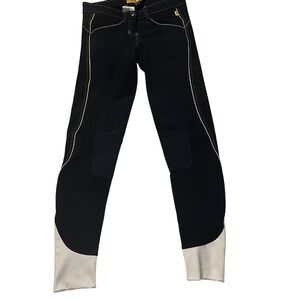 Devon-Aire Kids Navy Blue Equestrian Riding Breeches Pants Size 24 Knee Patch